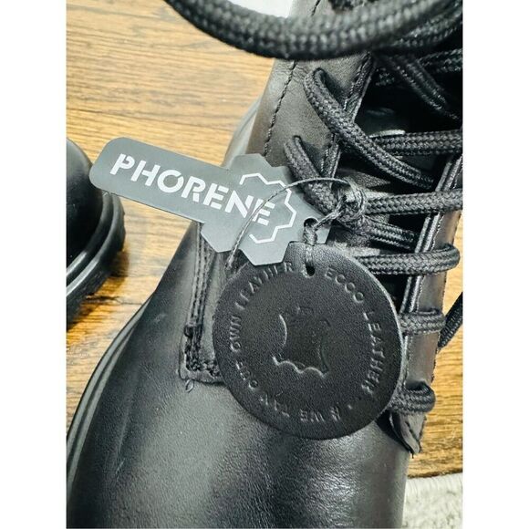 ECCO NWOB Tred Tray Black Leather Combat Boots - Picture 9 of 12